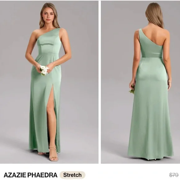 Azazie One-Shoulder Agave Dress - Picture 1 of 4